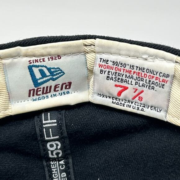 Vintage 90s Florida Marlins Hat Baseball Cap Fitted 7 7/8 Black New Era USA Made - Picture 8 of 10